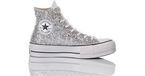 Converse Glitter Hi Top Sneakers In Silver Metallic Lyst