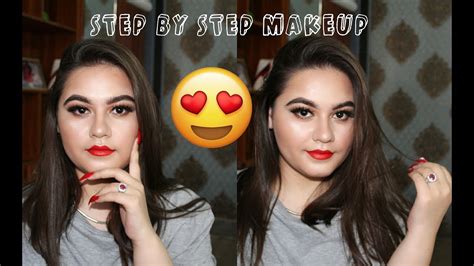Soft Smokey Eyes Classic Red Lips Step By Step Youtube