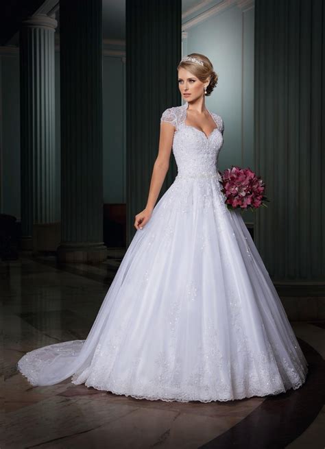Backless Short Sleeve Princess Mariage Wedding Dress Lace