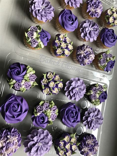 Purple Floral Wedding Cupcakes Floral Cupcakes Cupcake Wedding