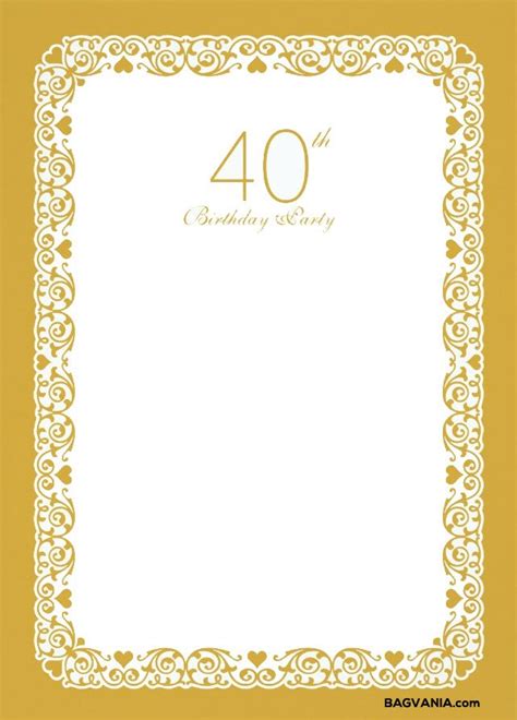 Free Printable 40th Birthday Invitations Free Printable Birthday