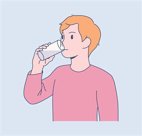 Boy Drinking Water Illustration