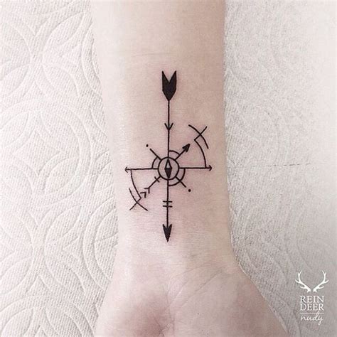 Fascinating Geometric Compass With Arrow Wrist Tattoo Arrow Tattoo On