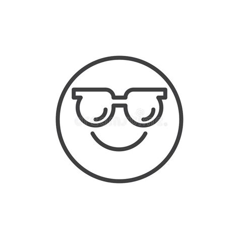 Smiling Face With Sunglasses Emoji Outline Icon Stock Vector