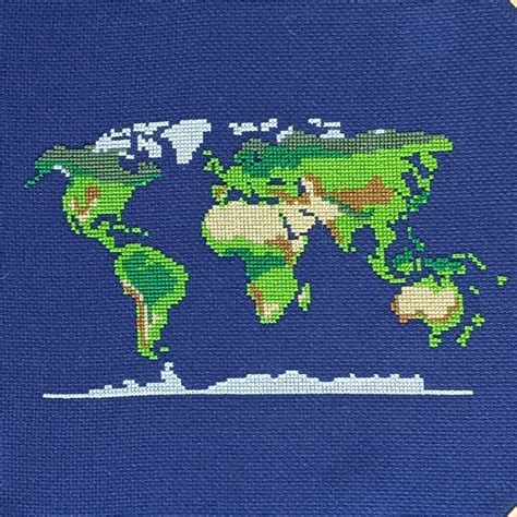 World Map Cross Stitch Pattern Etsy