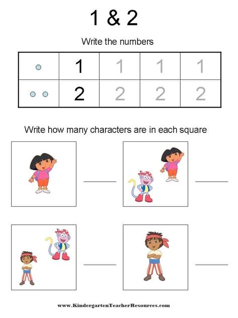 Dora The Explorer Number Worksheets