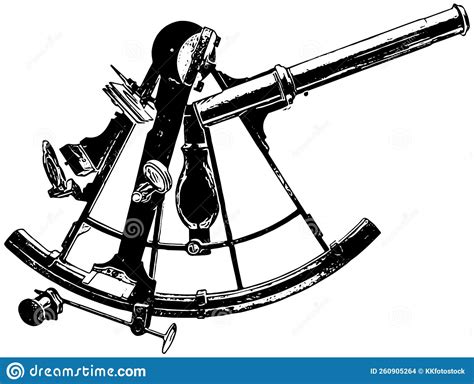 vintage sextant navigation instrument stock vector illustration of drawing marine 260905264