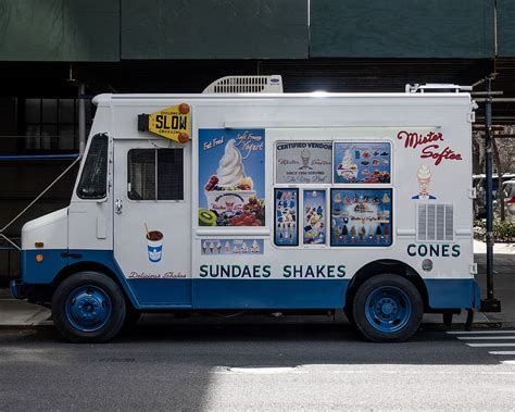 HD Wallpaper White Ice Cream Truck Parked On Road White Moving Commercial Store Wallpaper Flare