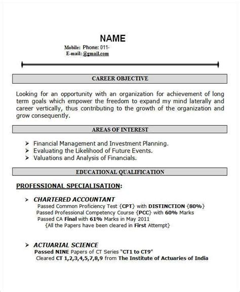 Career fresher's resume/cv sample for economic graduates. resume templates for freshers india | Paspas