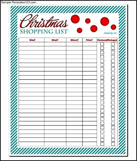 Free Christmas Shopping List Printable Printable Templates