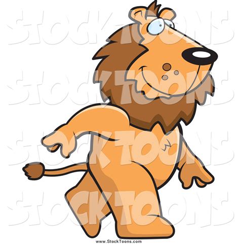 Stock Cartoon Of A Happy Male Lion Walking To The Right By Cory Thoman