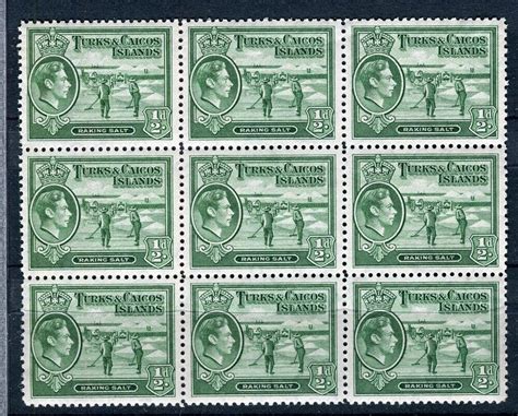 TURKS CAICOS 1938 Early GVI Pictorial Issue Mint Hinged 1 2d BLOCK