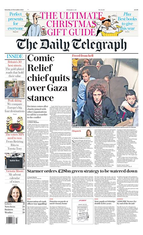 Daily Telegraph Front Page 25th Of November 2023 Tomorrow S Papers Today