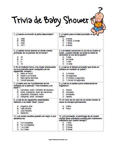 El invitado quien equipare los pares correctamente primero, gana! Juego Trivia de Baby Shower - Para Imprimir Gratis | Baby ...