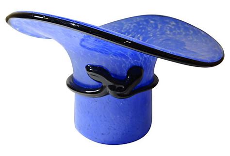 Blue Murano Hat Bowl On Glass Art Venetian Glass Glass