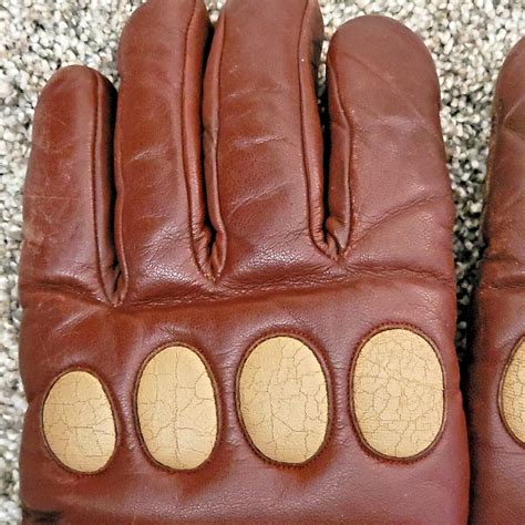 Vintage Hotfingers Brown Leather Gloves Mens Large Gem