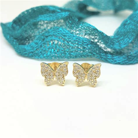Butterfly Stud Earrings For Women K Real Solid Gold Latika Jewelry
