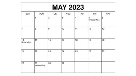 Plan Your May 2023 Holidays With Our Free Calendar Template