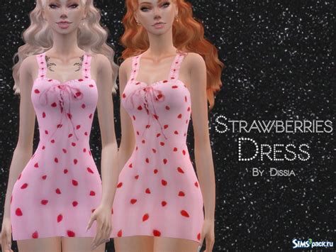 Скачать платье Strawberries от Dissia для Симс 4