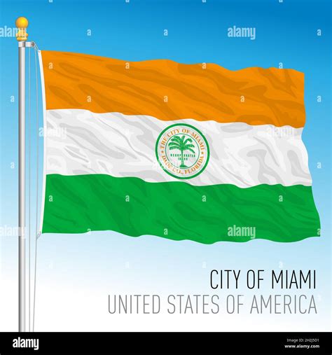 City Of Miami Flag Florida United States Vector Illustration Stock