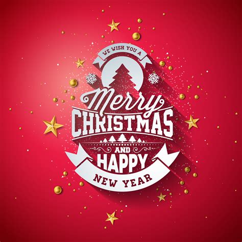 Merry Christmas Typography Illustration With 3d Holiday Element And