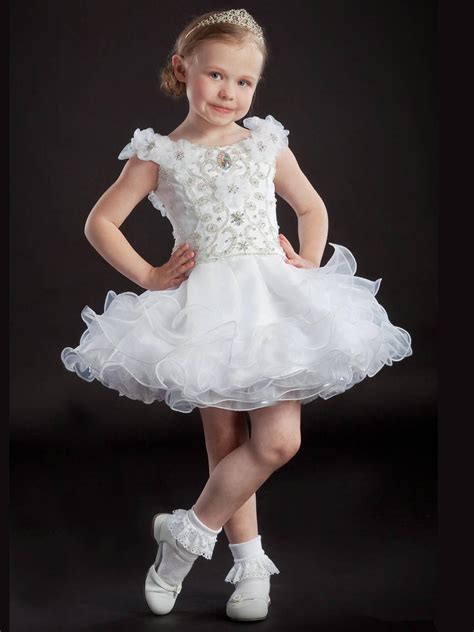 2015 Hot Sale Beautiful Little Girl Party Dresses White Organza Cap