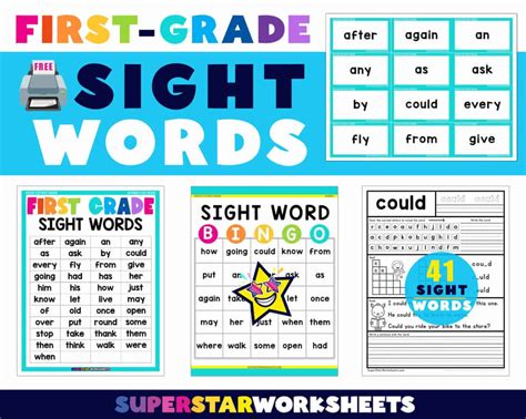First Grade Sight Words Superstar Worksheets