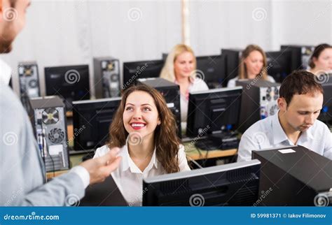 Friendly Boss Greeting New Colleague Stock Image Image Of Leader
