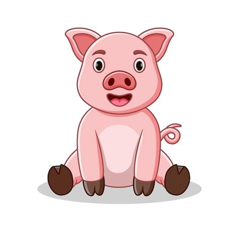 Premium Vector Cute Baby Pig Cartoon Sitting