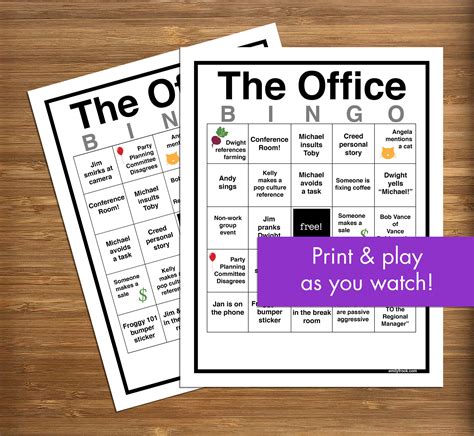 The Office Bingo Digital Download 8 Cards The Office Tv Etsy