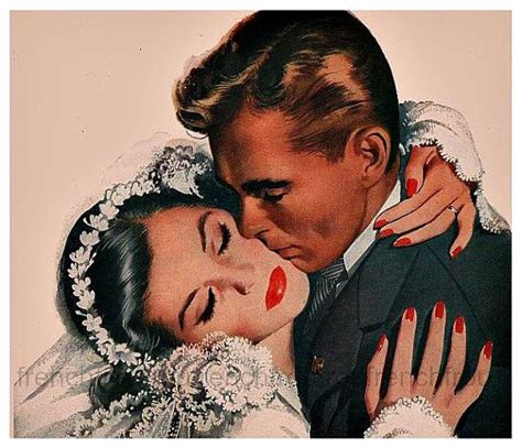 Vintage Pinup Bride And Groom Romance Wedding Illustration Etsy