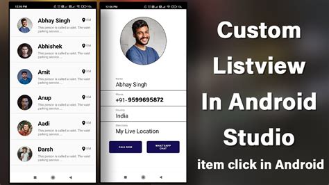Custom Listview With Item Click In Android Listview In Android Studio Custom Listview