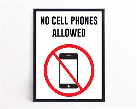 Printable No Cell Phones Allowed Sign No Cell Phone Sign No Cell Phone Use Sign No Cell Phone