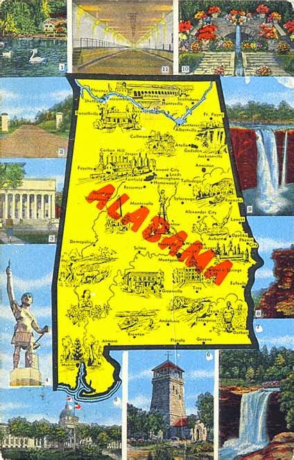 Postcardy The Postcard Explorer Map Alabama