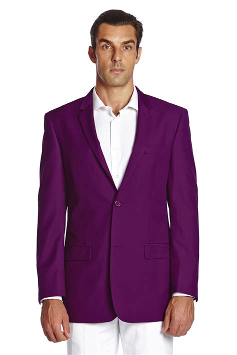 Concitor Mens Suit Jacket Separate Two Button Design Solid Eggplant