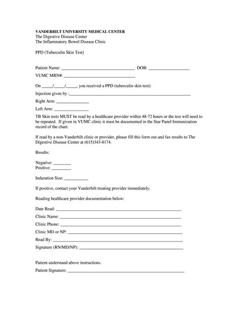 Tb Test Form Printable Free