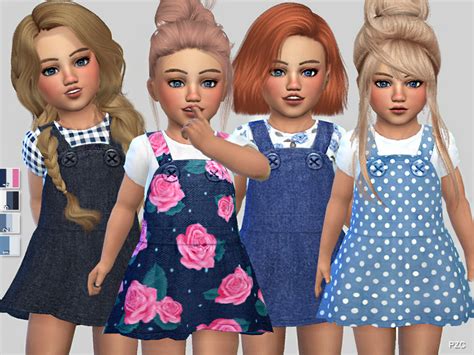 Pinkzombiecupcakes Denim Toddler Dress Collection Sims 4 Toddler