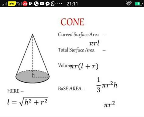 What Is Formula Of Curved Surface Area Csa Of Cone Maths Surface