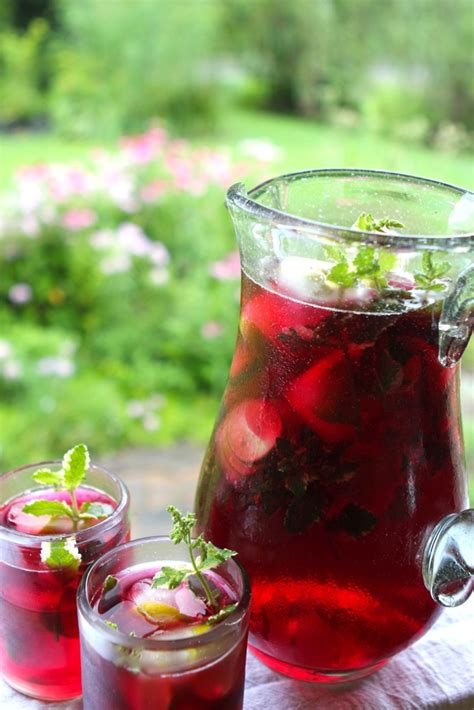 Hibiscus Mint Herbal Iced Tea With Key Lime Ice Cubes