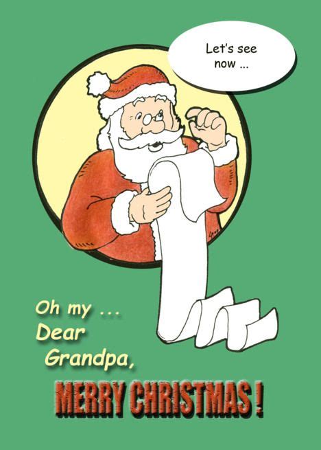 Merry Christmas Grandpa Santa Claus Humor Card In 2020 Funny Cards Christmas Mom Merry