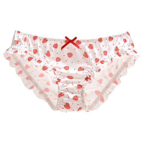 2020 Milk Silk Strawberry Print Ruffle Cute Lovely Girl Panties Cartoon Seamless Japanese Style
