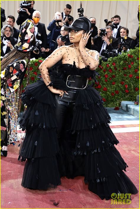 Nicki Minaj Pairs Leather Hat With Ruffled Dress At Met Gala 2022