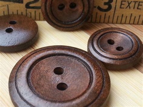15 Dark Brown Wooden Buttons 2 Hole 18mm X 4mm By Lonelybeadco 250