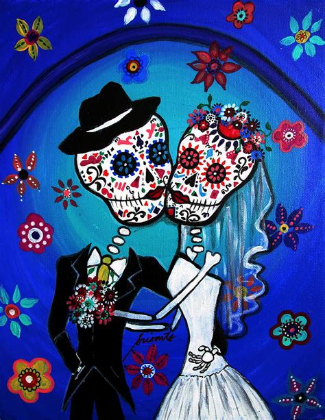 Dia De Los Muertos Kiss The Bride Painting By Pristine Cartera Turkus