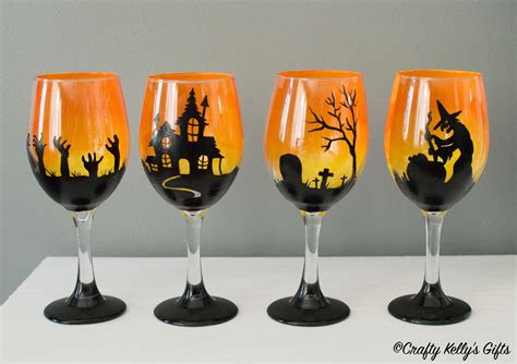 Halloween Themed Wine Glass Wine Glasses And Charms Kitchen And Dining