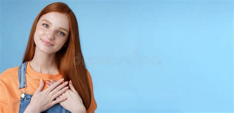 Touched Romantic Tender Cute Redhead Feminine Girl Blue Eyes Tilting Head Melting Heartwarming