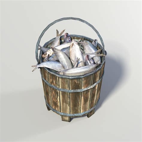 3d Model Bucket Fish Vr Ar Low Poly Cgtrader
