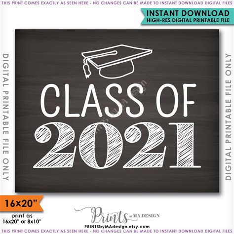 Class Of 2021 Sign Grad Party High School 2021 Grad College Graduation Sign Chalkboard Sign