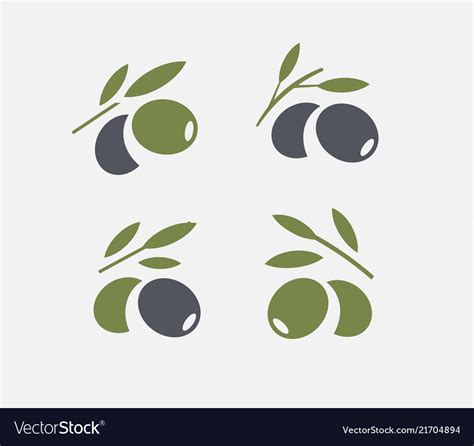 Olive Logo Set Black Ripe And Green Olive Branch Vector Image