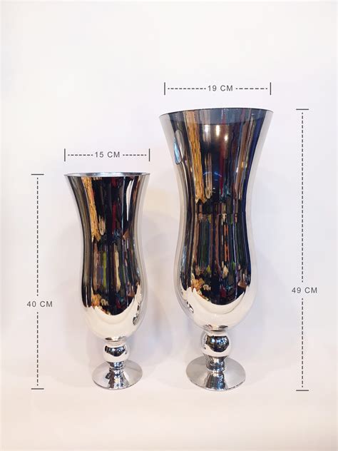 แจกันแก้วสูงสีเงิน Tall Silver Glass Vase Phalaen House Aritificial Flower นำธรรมชาติมาสู่